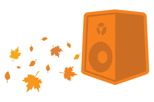 Narancssárga Hangszóró Levelekkel Őszi Zene — Stock Vector