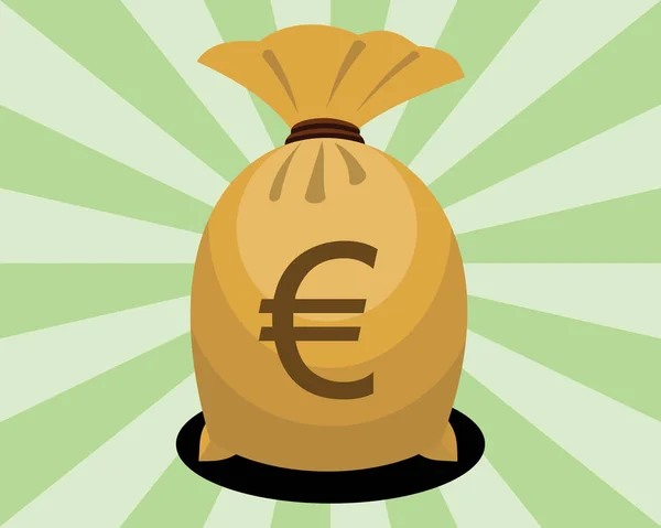 Geldbeutel Mit Euro Zeichen Auf Grünem Hintergrund — Stockvektor