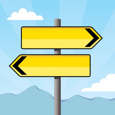 vector illustration of a signpost with road signs