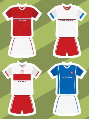 soyut futbol formaları, Rusya, Slovakya, Polonya ve Çek Cumhuriyeti kümesi