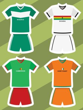 soyut futbol formaları, Nijerya, Gana, Kamerun ve Fildişi Sahili kümesi