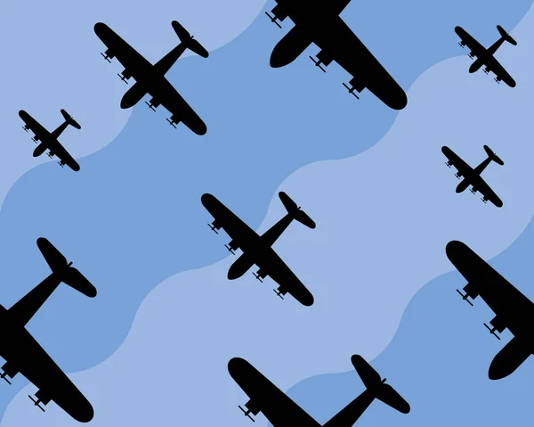 Patrón Sin Costura Con Aviones Ilustración Vectores — Vector de stock