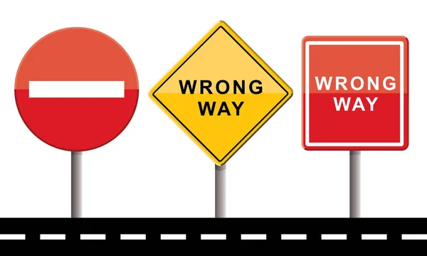 Road Signs Wrong Way — Vector de stock