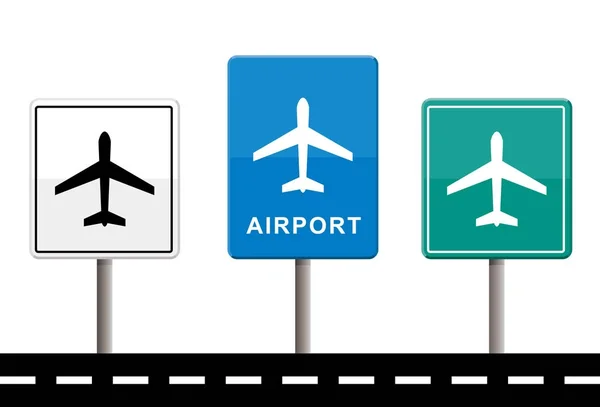Flughafen Symbole Gesetzt Vektorillustration — Stockvektor