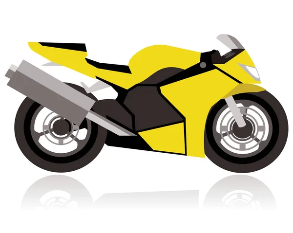 Concepto Abstracto Motocicleta Carreras Con Neumáticos Grandes Color Amarillo — Archivo Imágenes Vectoriales