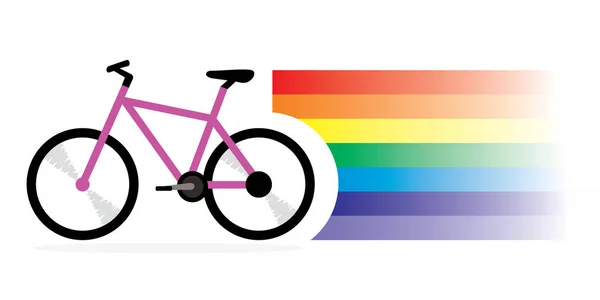 Bicicleta Rosa Con Arco Iris — Archivo Imágenes Vectoriales