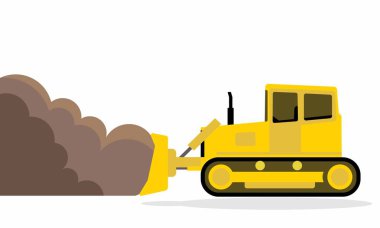 Beyaz arkaplanda düz stil kazıcı simgesi izole edildi. inşaat sembolü çizimi.