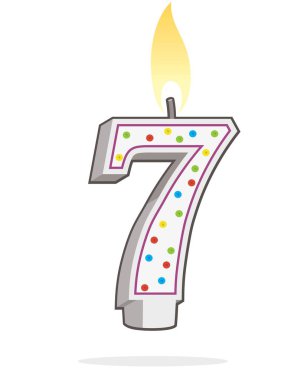 vector illustration of a colorful candle seven