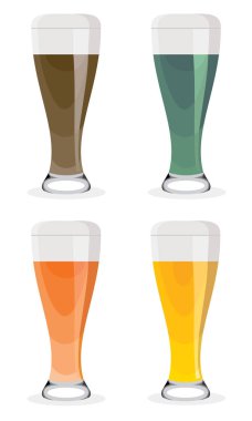 beer glasses icons. cartoon illustration of pub vector icons for web