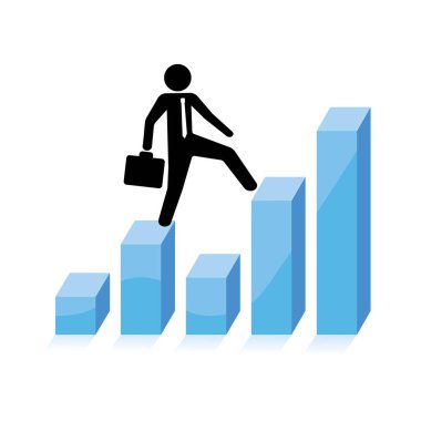 business man with a briefcase  on  chart
