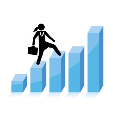 business man with a briefcase on  chart
