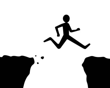 concept of business, man character  jumping 