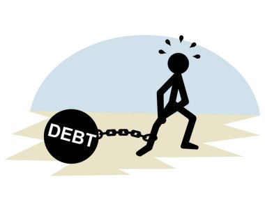concept of business, man character with debt 