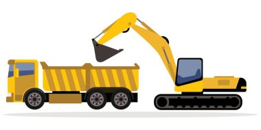 yellow excavator icon on white background