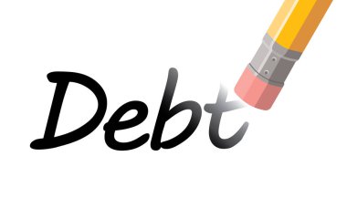 erasing  word debt, vector illustration