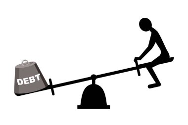 vector illustration of a cartoon character with  debt 