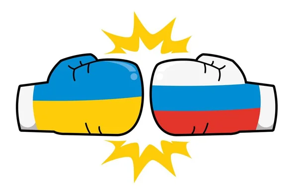 Boxing Gloves Flags Ukraine Russia — Vector de stock