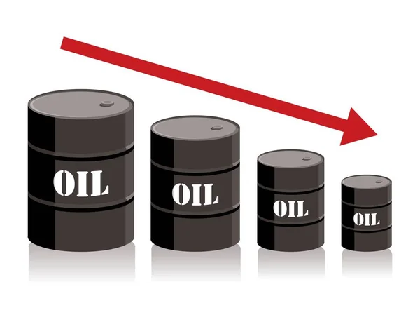 Oil Barrels Red Arrow Vector Illustration — Archivo Imágenes Vectoriales