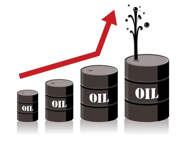 Oil Barrels Red Arrow Vector Illustration — Stock Vector