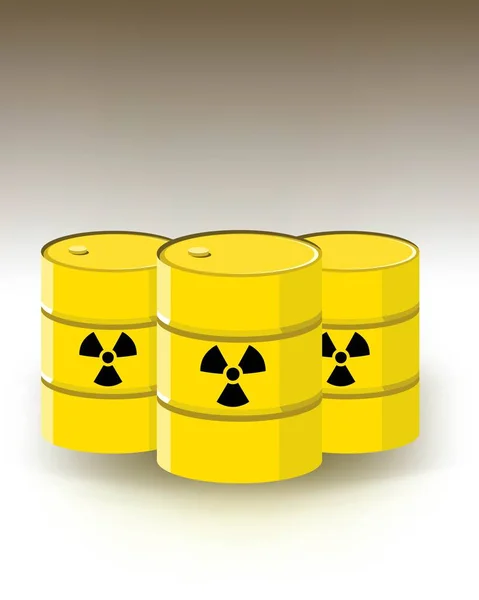 Rendering Radioactive Barrel Son Yellow Background — Vetor de Stock