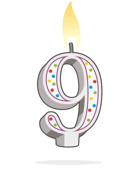 Vector Illustration Colorful Candle Nine — Stockvektor