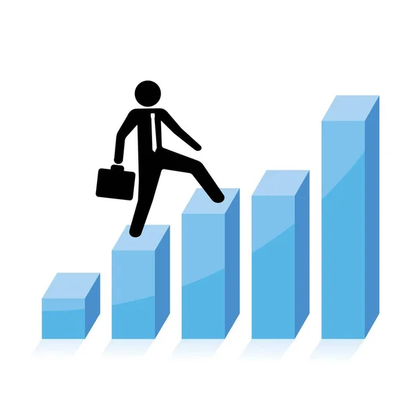 Business Man Graph Business — Vettoriale Stock