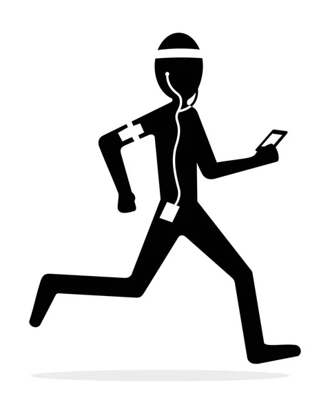 Man Running Icon Black White Vector Illustration — ストックベクタ
