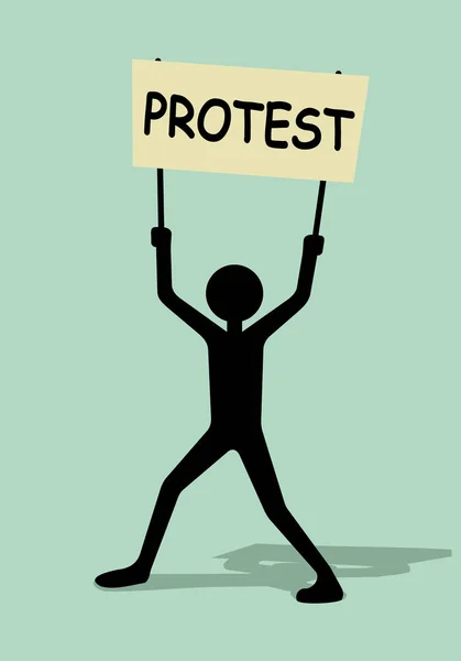 Vector Illustration Man Holding Blank Billboard Protest — Stok Vektör