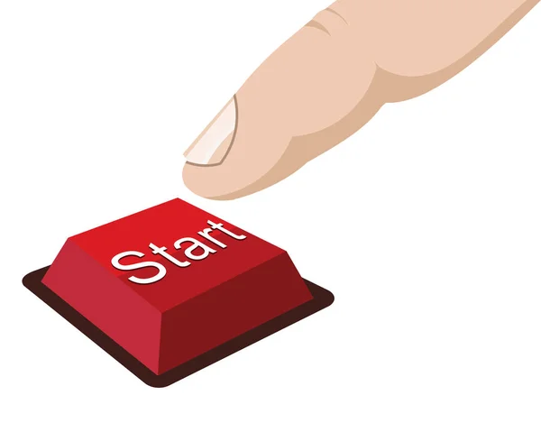 Hand Button Start White Background — Stockvector