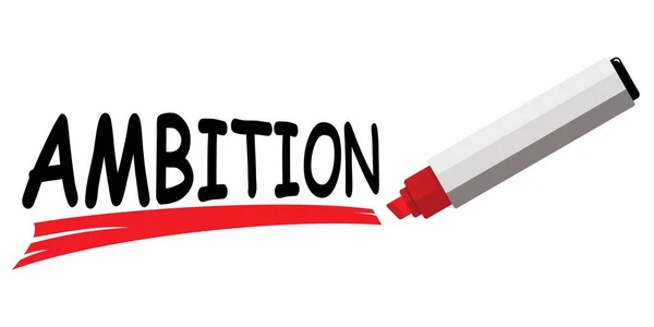 Red Marker Writing Word Ambition White Background — Vettoriale Stock