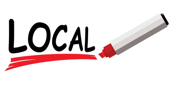 Red Marker Writing Word Local White Background — Vector de stock