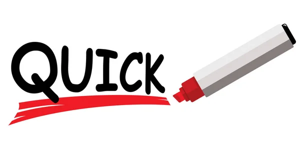 Red Pen Text Message Quick White Background — Vetor de Stock