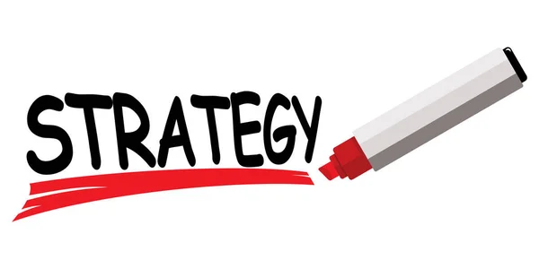 Red Marker Pen Text Strategy White Background — Image vectorielle