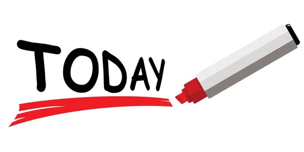 Red Marker Word Today White Background — Vettoriale Stock