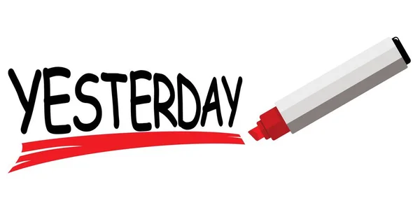 Red Text Yesterday White Background — Stockvector