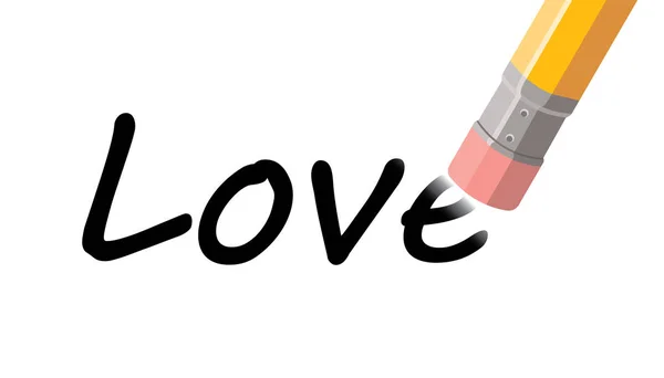 Erasing Word Love Vector Illustration — Stock Vector