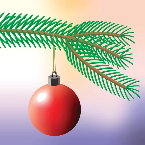 Christmas Ball Hanging Branch Fir Tree Rendering — Vettoriale Stock