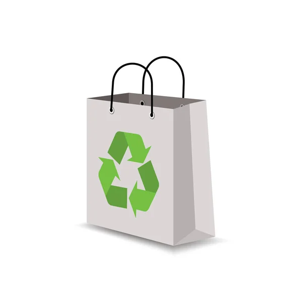 Eco Friendly Green Shopping Bag White Background — Vetor de Stock