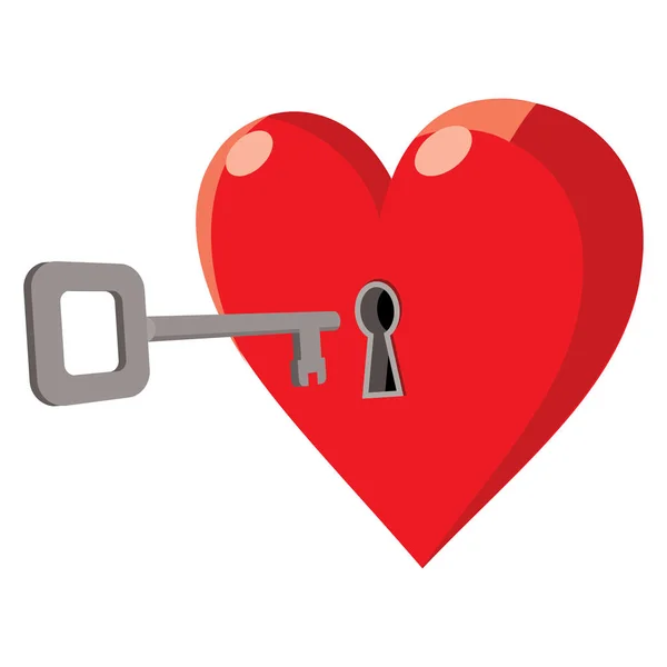 Key Heart Padlock White Background — Stock vektor