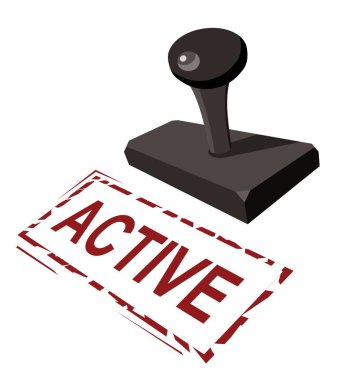 rubber stamp with text  active 