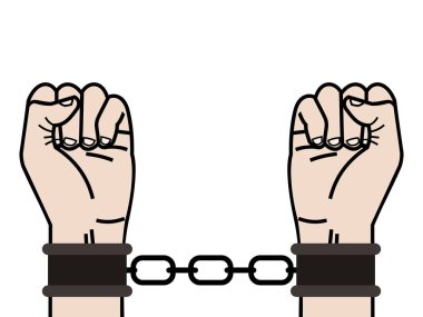 vector illustration of  hands in handcuffs