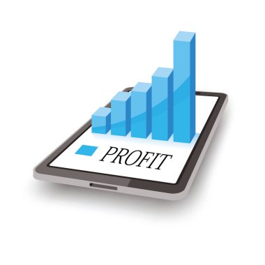 3d illustration of a tablet pc with a graph