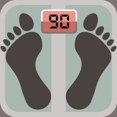 vector illustration of   feet on scales and sign 90