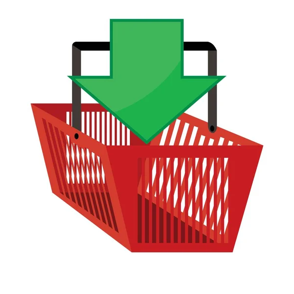 Shopping Cart Red Arrow Vector Illustration — Stok Vektör
