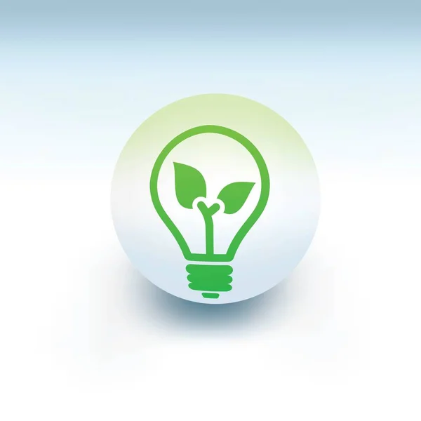 Значок Зеленої Енергозберігаючої Лампи Ізольовано Білому Тлі Екологічно Чисте Середовище — стоковий вектор