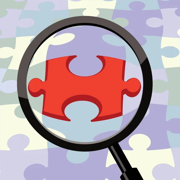 Magnifying Glass Missing Puzzle — Stockvector
