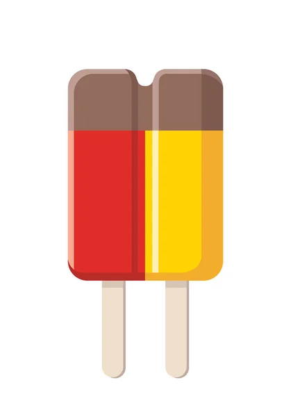 Ice Cream Icon Cartoon Chocolate Popsicles Vector Illustration Isolated White — Vetor de Stock