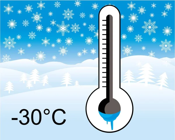 Winter Snow Thermometer Vector Illustration — 图库矢量图片