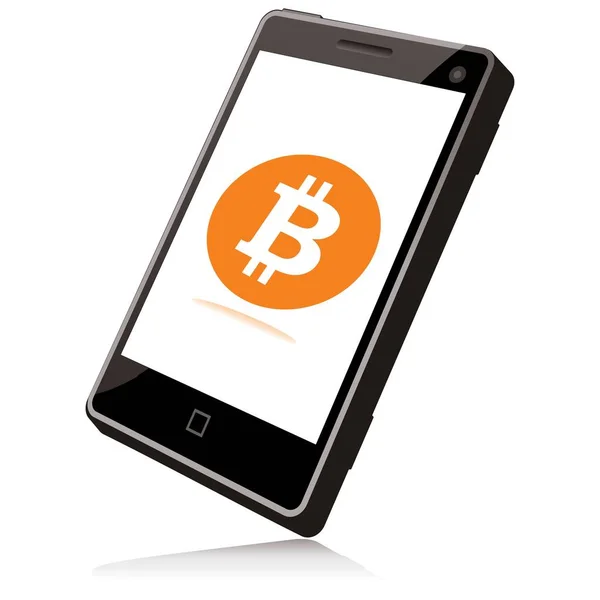 stock vector mobile phone with bitcoin  symbol 