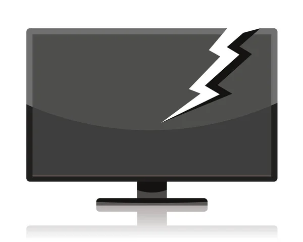 Broken Computer Monitor Icon Vector Illustration — Stockvektor